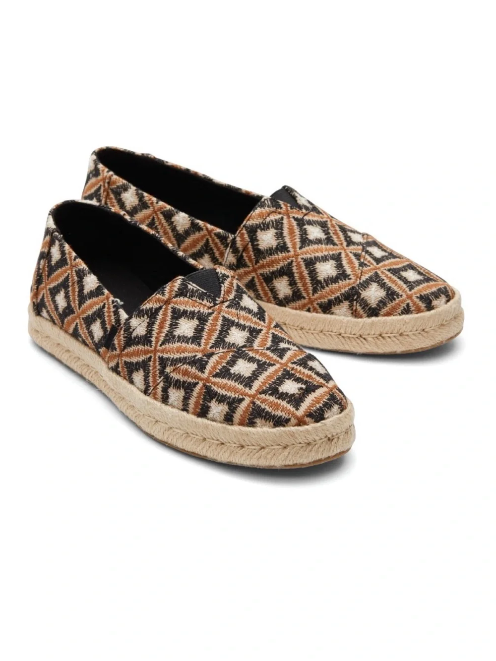Tom’s Black Geo Woven Alpargata Rope 2.0 Espadrille Shoes